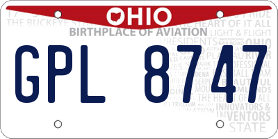 OH license plate GPL8747