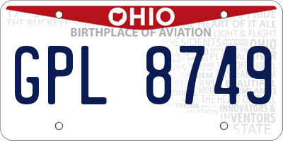 OH license plate GPL8749