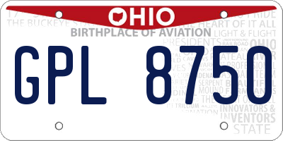 OH license plate GPL8750