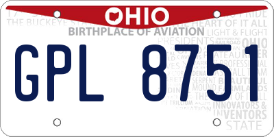 OH license plate GPL8751