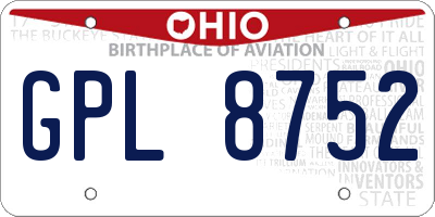 OH license plate GPL8752