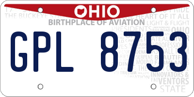 OH license plate GPL8753