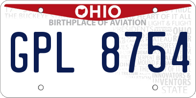 OH license plate GPL8754