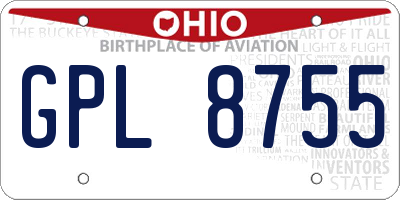 OH license plate GPL8755