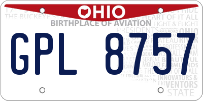 OH license plate GPL8757