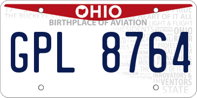 OH license plate GPL8764