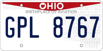 OH license plate GPL8767