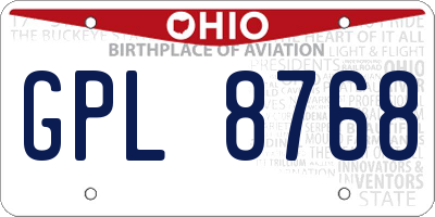 OH license plate GPL8768