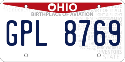 OH license plate GPL8769