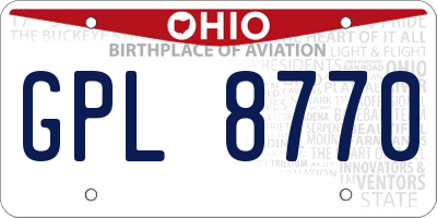 OH license plate GPL8770