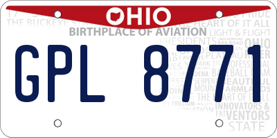 OH license plate GPL8771