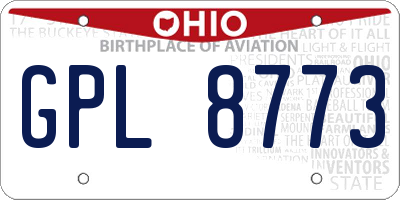 OH license plate GPL8773