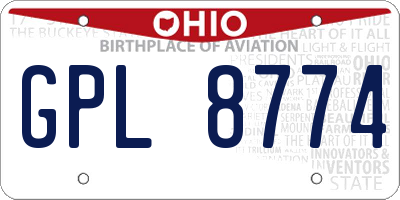 OH license plate GPL8774