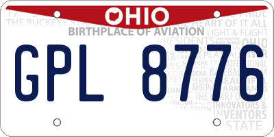 OH license plate GPL8776