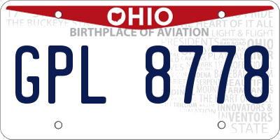 OH license plate GPL8778
