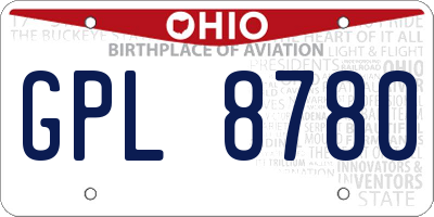 OH license plate GPL8780