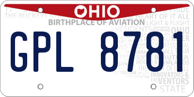 OH license plate GPL8781
