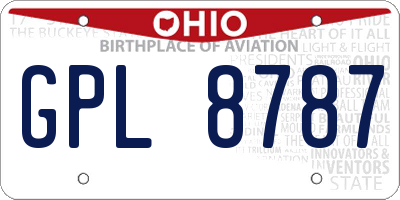 OH license plate GPL8787