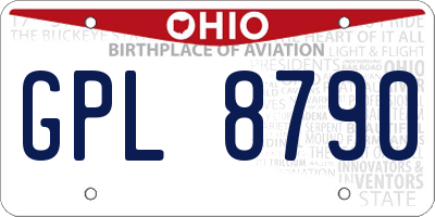 OH license plate GPL8790