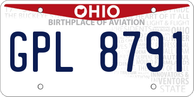 OH license plate GPL8791