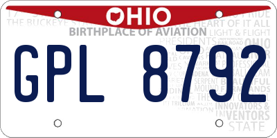OH license plate GPL8792