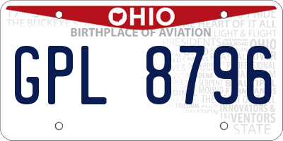 OH license plate GPL8796