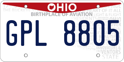 OH license plate GPL8805