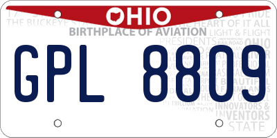 OH license plate GPL8809