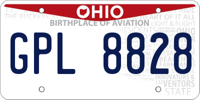 OH license plate GPL8828