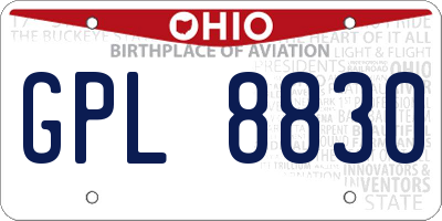 OH license plate GPL8830