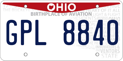 OH license plate GPL8840