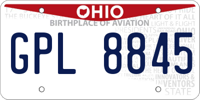 OH license plate GPL8845