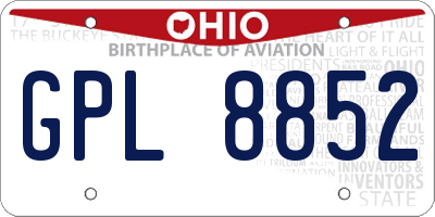 OH license plate GPL8852
