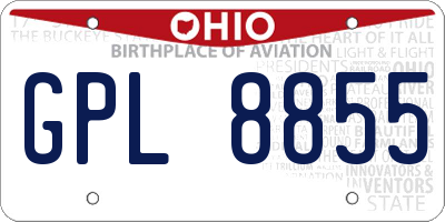 OH license plate GPL8855