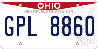 OH license plate GPL8860