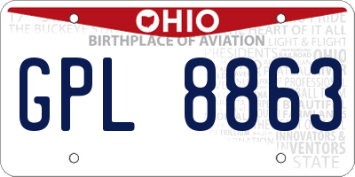 OH license plate GPL8863