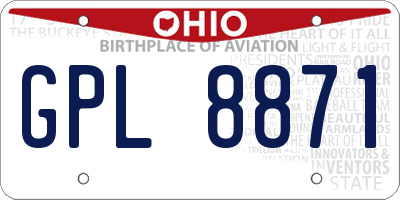 OH license plate GPL8871