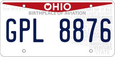 OH license plate GPL8876