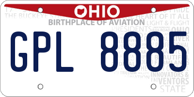 OH license plate GPL8885