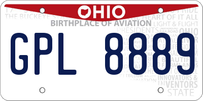 OH license plate GPL8889