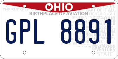 OH license plate GPL8891