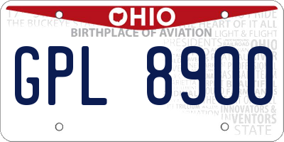 OH license plate GPL8900