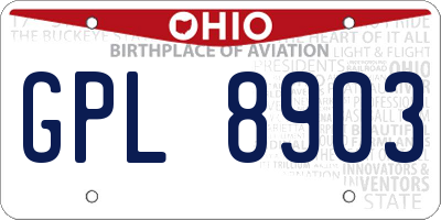 OH license plate GPL8903