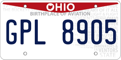 OH license plate GPL8905