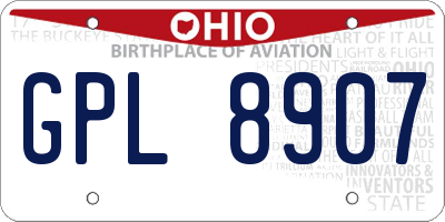 OH license plate GPL8907