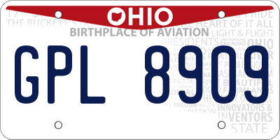 OH license plate GPL8909