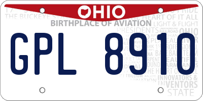 OH license plate GPL8910