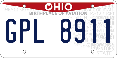 OH license plate GPL8911