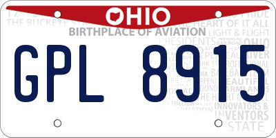 OH license plate GPL8915