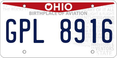 OH license plate GPL8916